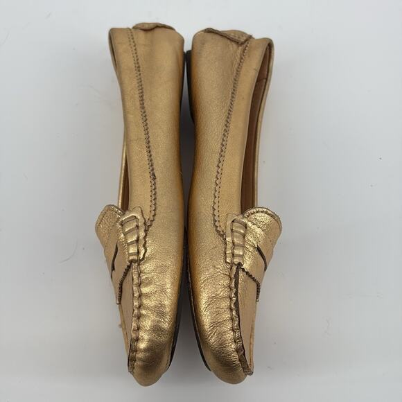 GH Bass & Co Womens PAMMY Metallic Gold Leather Slip On Loafer Size 9 - Picture 6 of 9